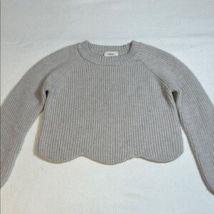 Cropped Ribbed Crew Neck Sweater